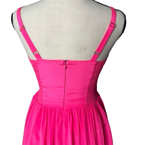Amanda Uprichard Silk Champagne Mini Cocktail Dress in Hot Pink Size Small - Picture 8 of 15